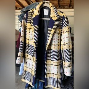 Mango Coat in unique plaid print!